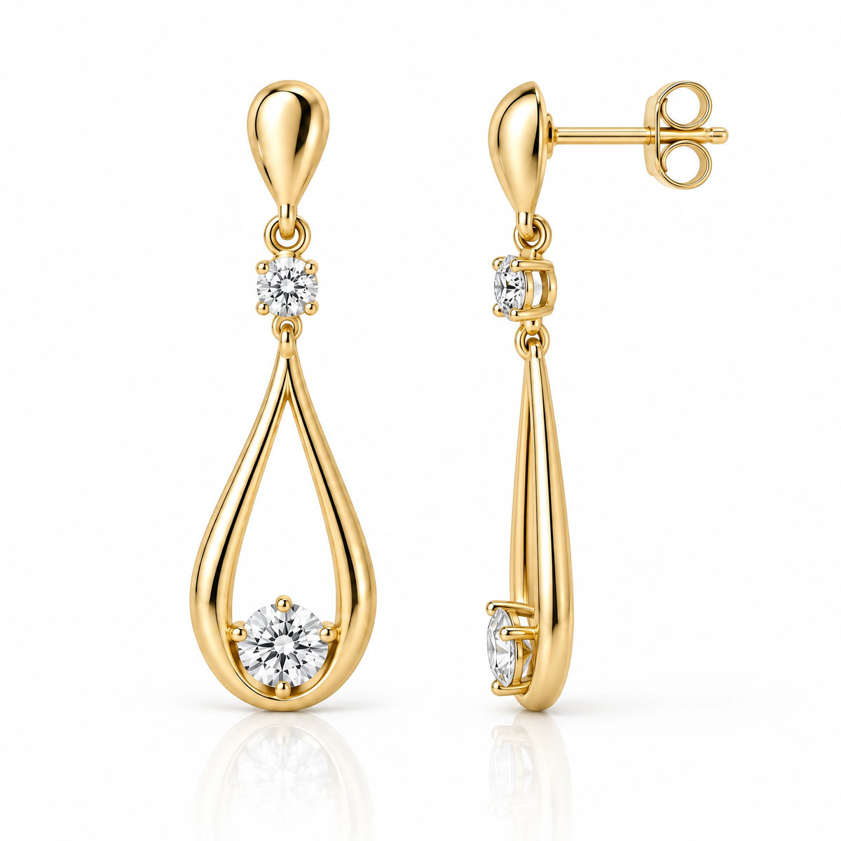 Aria Lab-Grown Diamond Open Teardrop Earrings - Yellow Gold