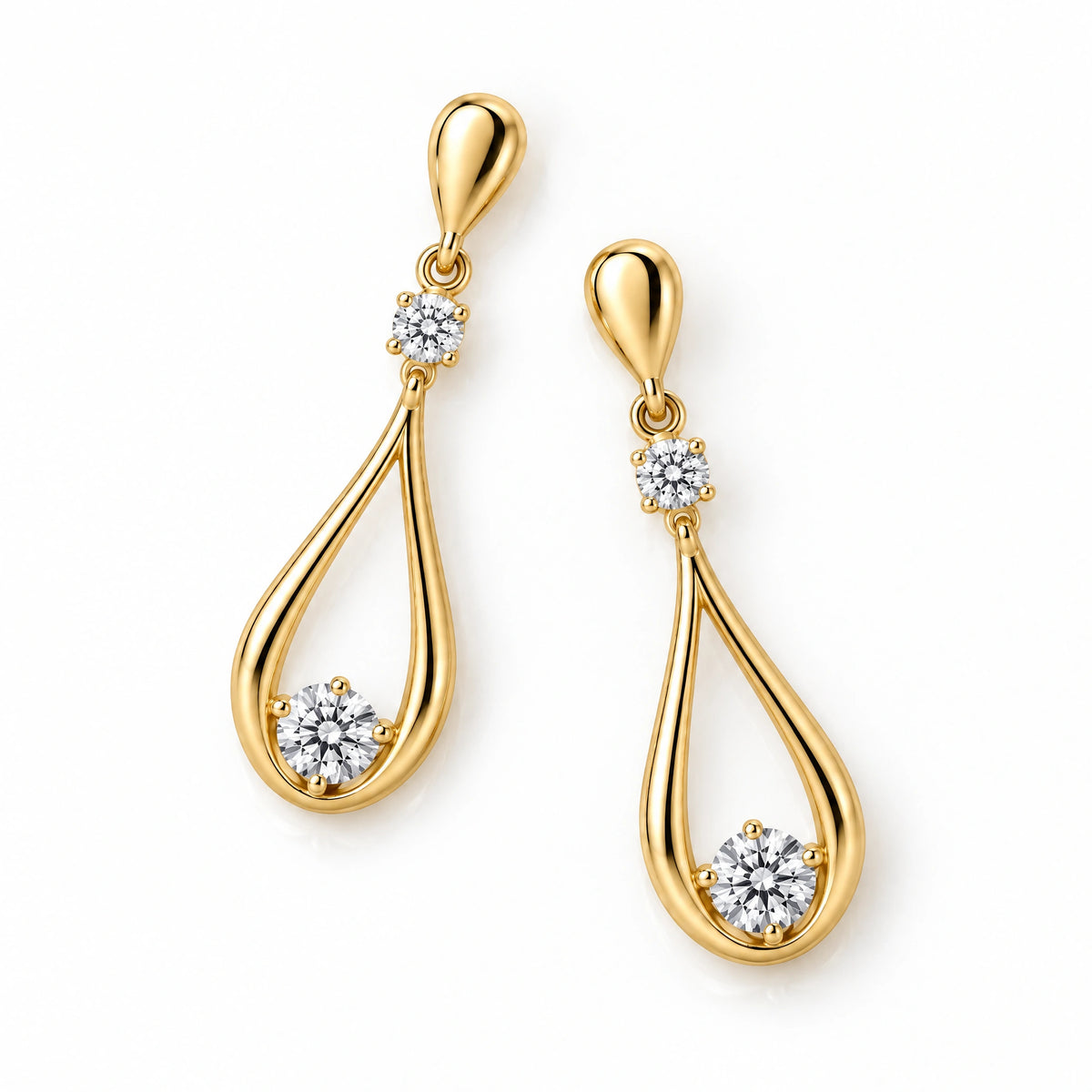 Aria Lab-Grown Diamond Open Teardrop Earrings - Yellow Gold