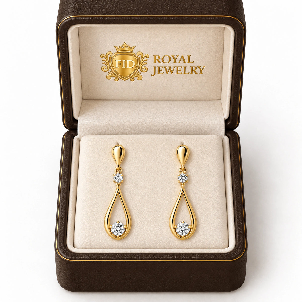Aria Lab-Grown Diamond Open Teardrop Earrings - Yellow Gold