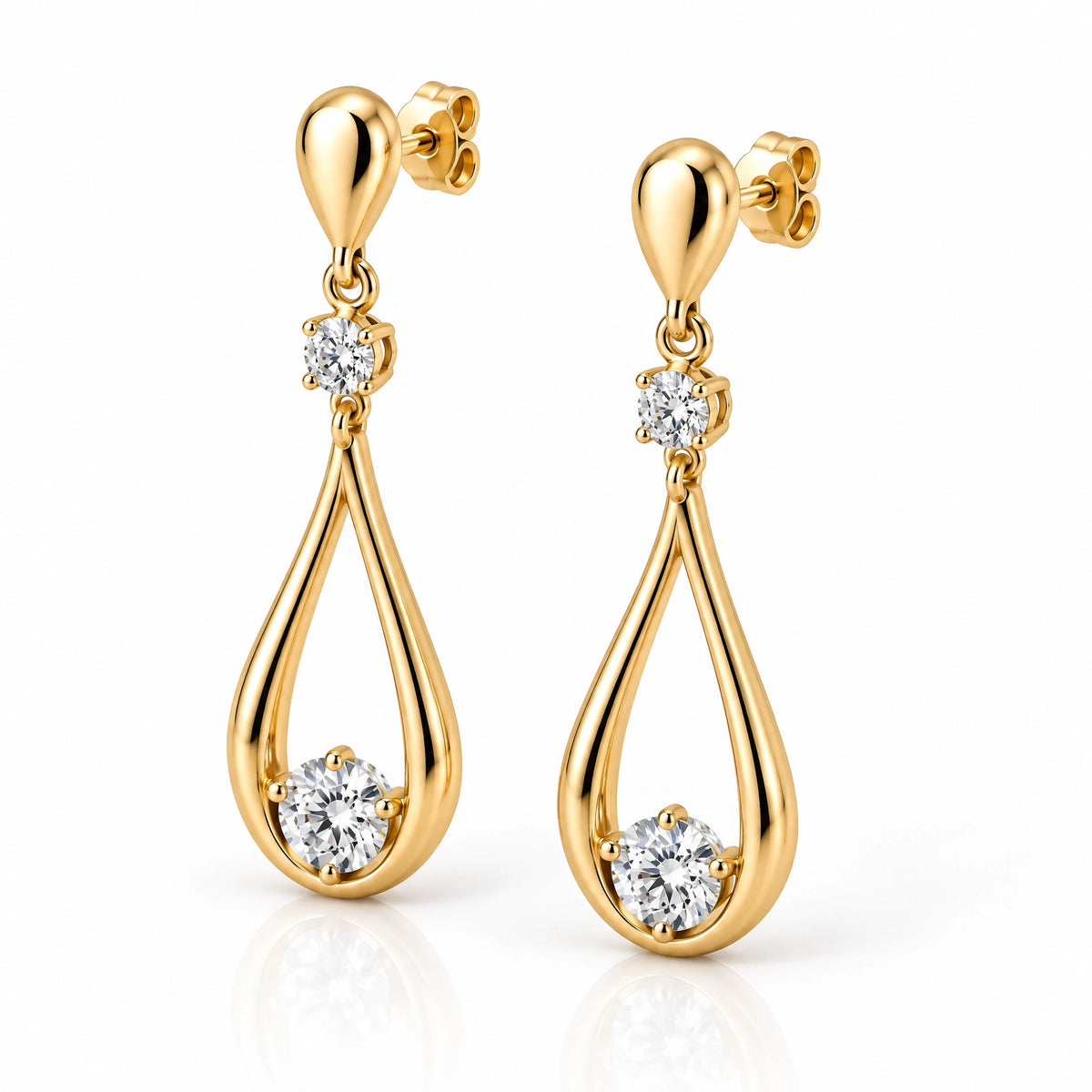 Aria Lab-Grown Diamond Open Teardrop Earrings - Yellow Gold