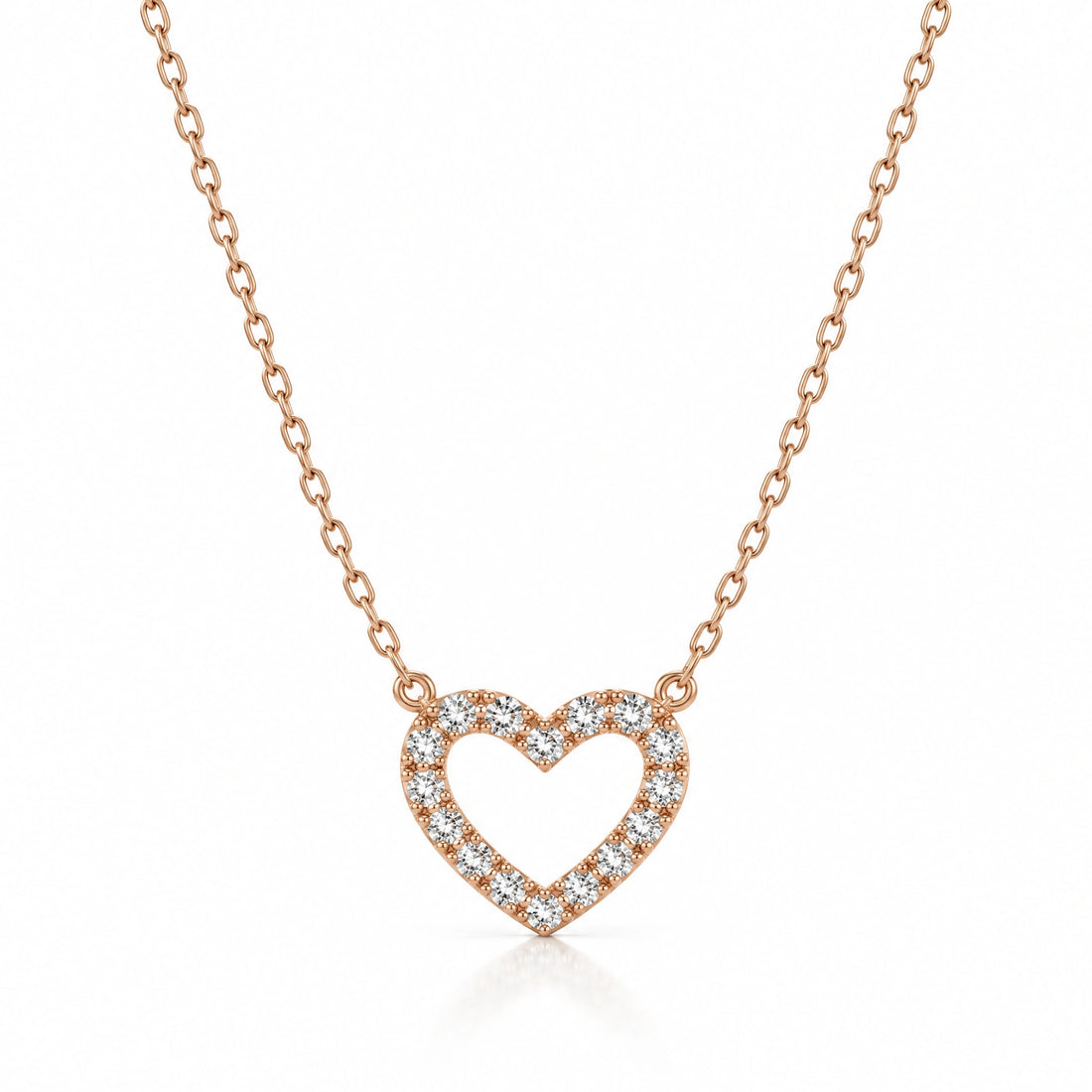 Tendresse Lab-Grown Diamond Open Heart Necklace - Rose Gold