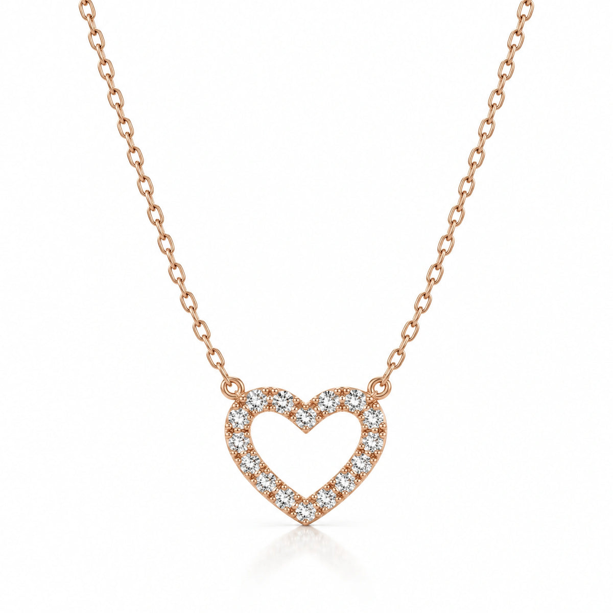 Tendresse Lab-Grown Diamond Open Heart Necklace - Rose Gold