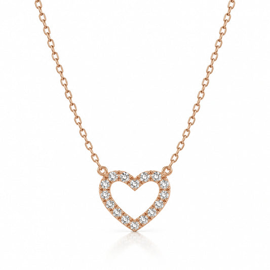 Tendresse Lab-Grown Diamond Open Heart Necklace - Rose Gold
