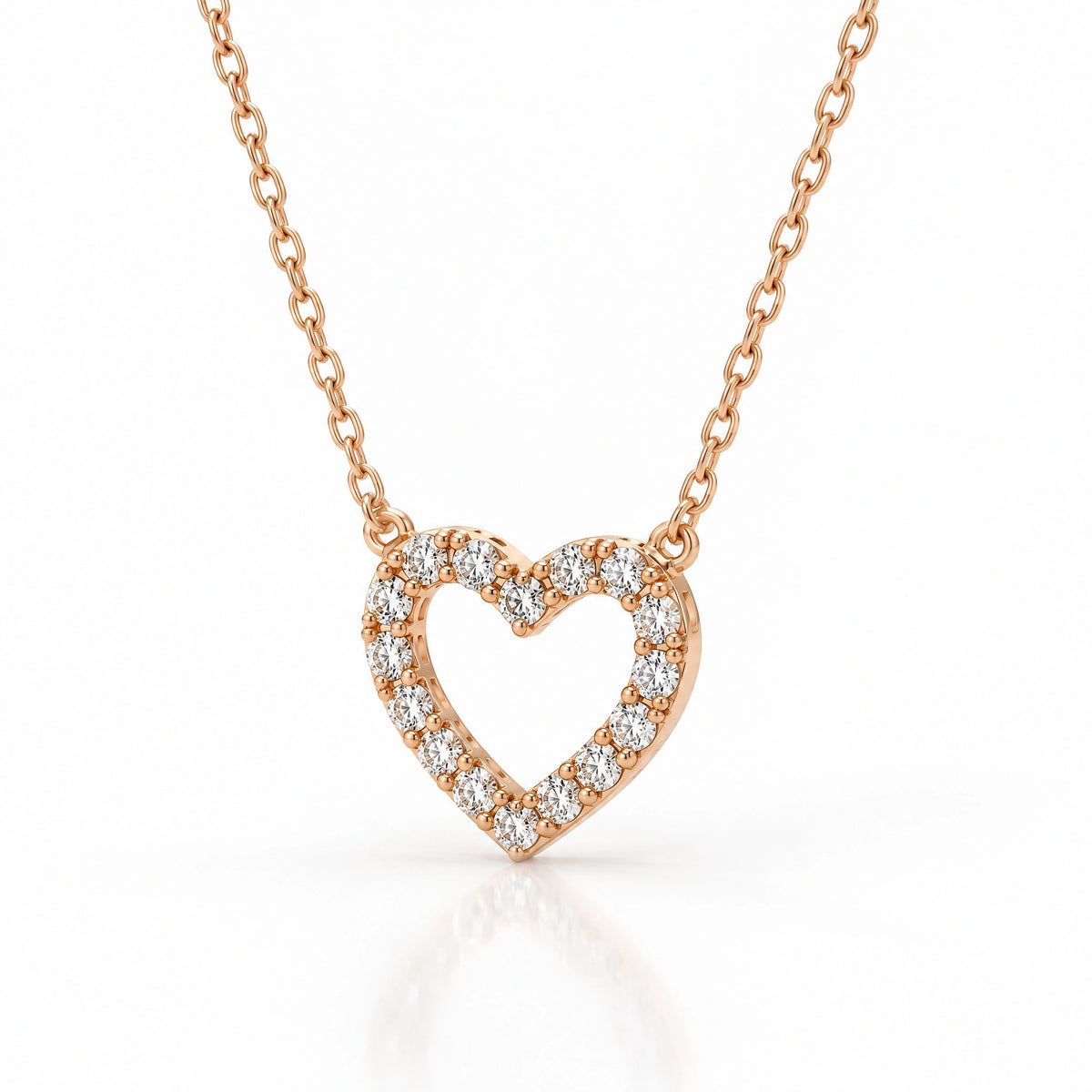 Tendresse Lab-Grown Diamond Open Heart Necklace - Rose Gold