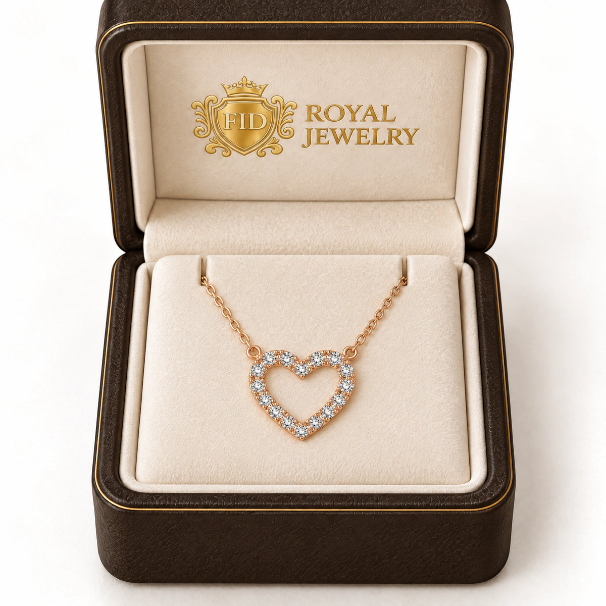 Tendresse Lab-Grown Diamond Open Heart Necklace - Rose Gold