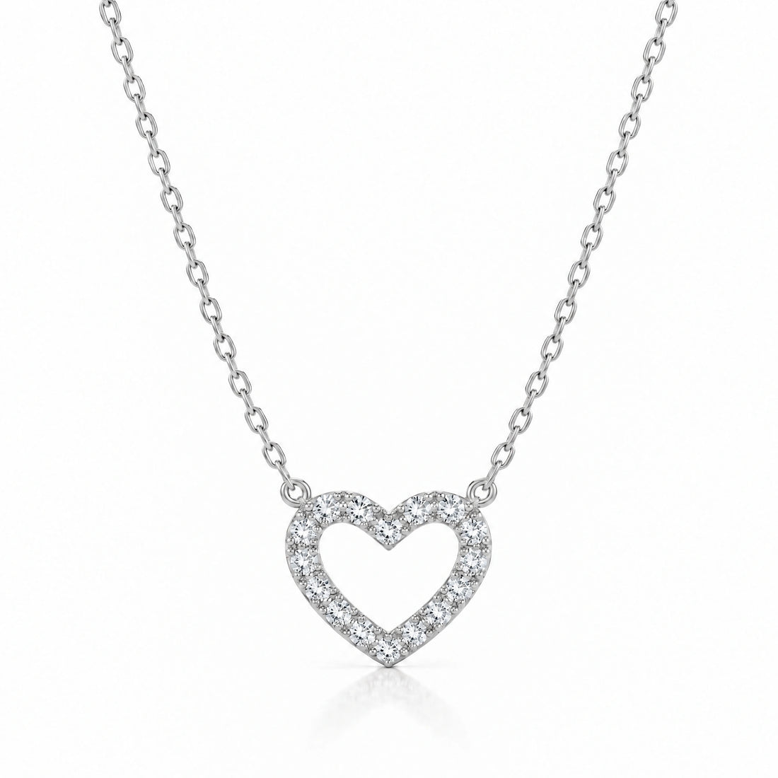 Tendresse Lab-Grown Diamond Open Heart Necklace - White Gold