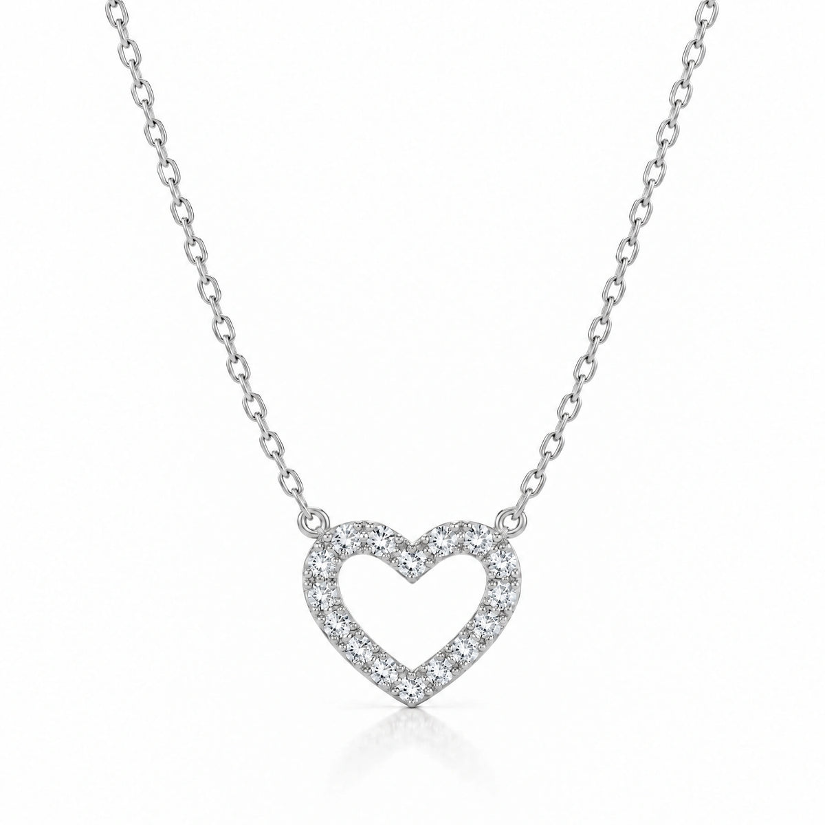 Tendresse Lab-Grown Diamond Open Heart Necklace - White Gold