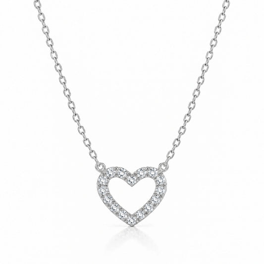 Tendresse Lab-Grown Diamond Open Heart Necklace - White Gold
