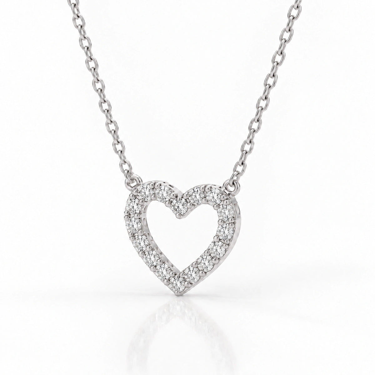 Tendresse Lab-Grown Diamond Open Heart Necklace - White Gold