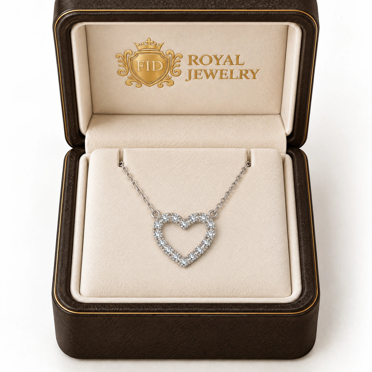 Tendresse Lab-Grown Diamond Open Heart Necklace - White Gold