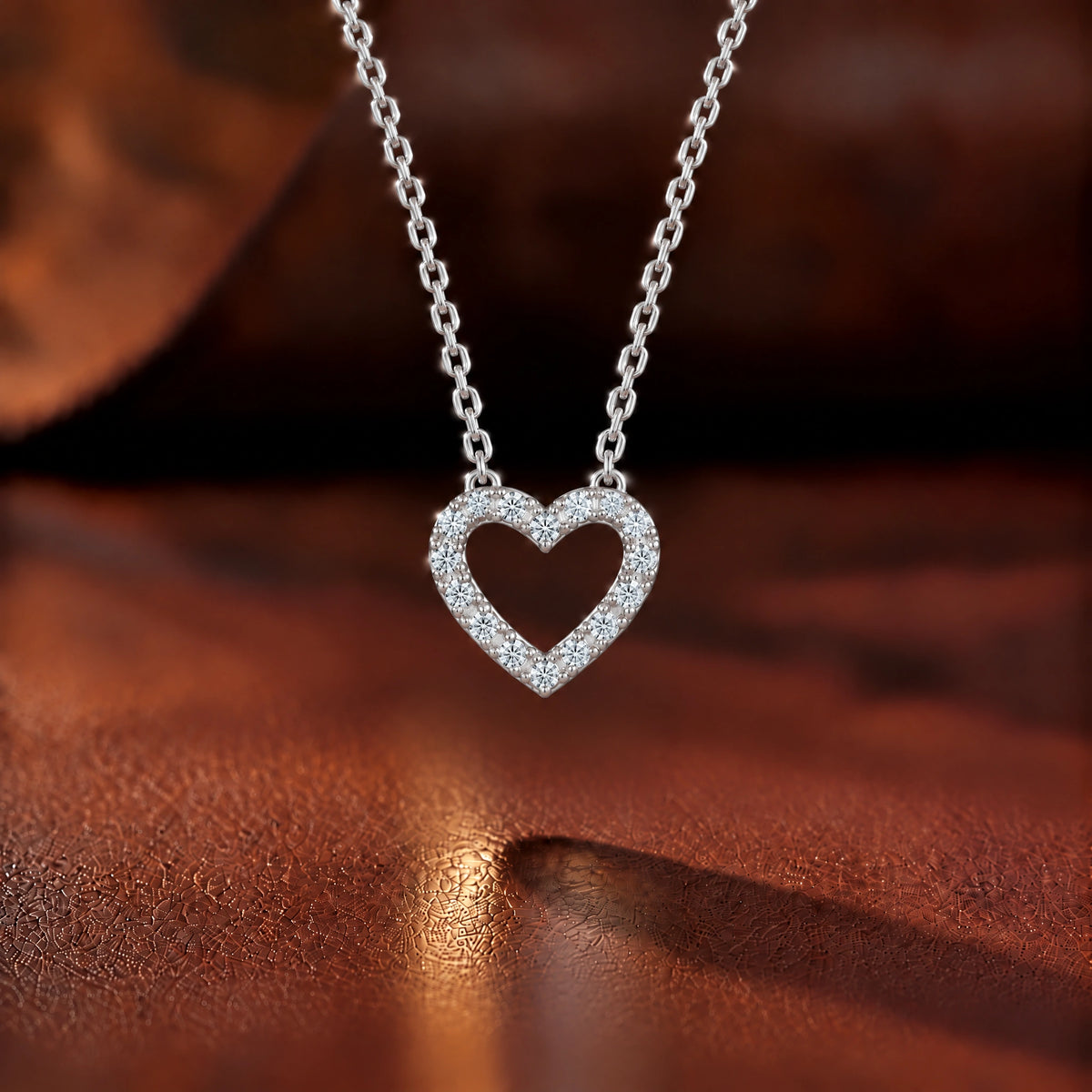 Tendresse Lab-Grown Diamond Open Heart Necklace - White Gold