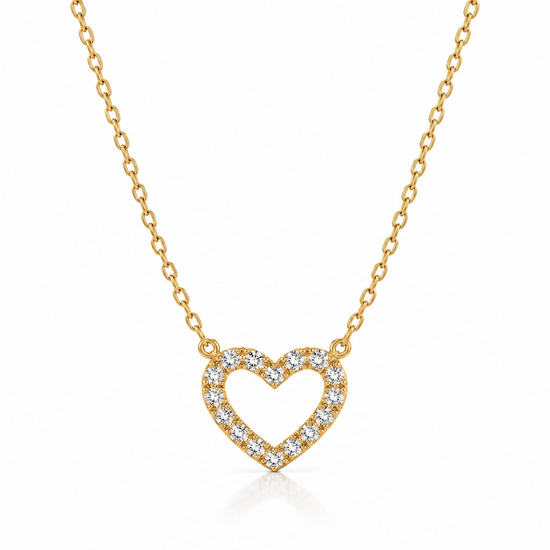 Tendresse Lab-Grown Diamond Open Heart Necklace - Yellow Gold