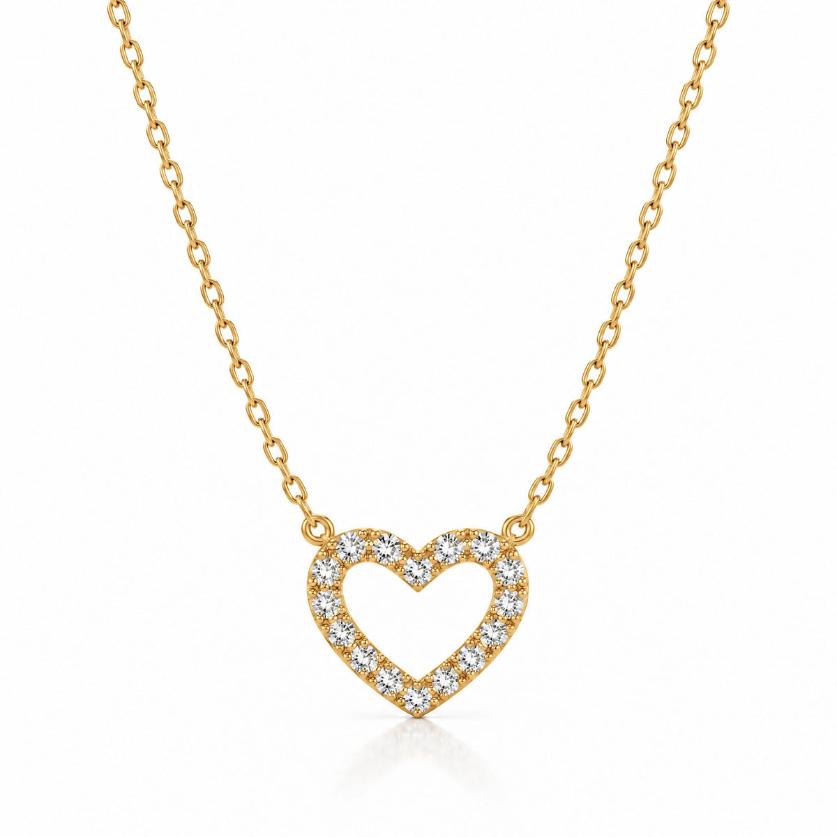 Tendresse Lab-Grown Diamond Open Heart Necklace - Yellow Gold