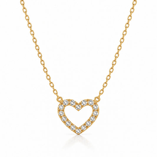 Tendresse Lab-Grown Diamond Open Heart Necklace - Yellow Gold