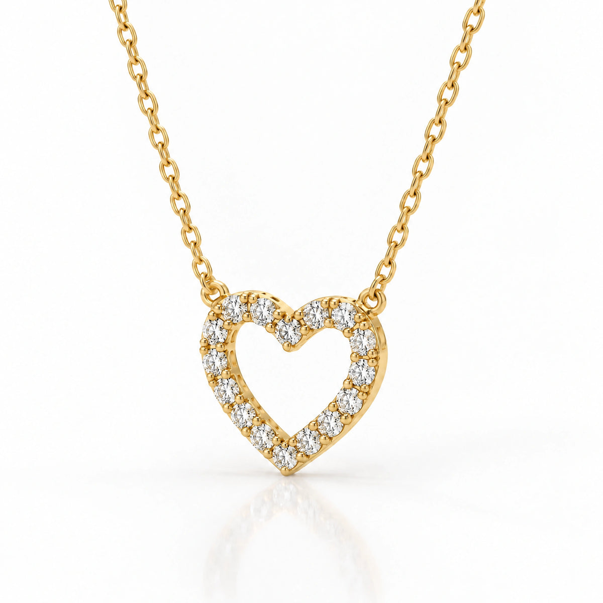 Tendresse Lab-Grown Diamond Open Heart Necklace - Yellow Gold