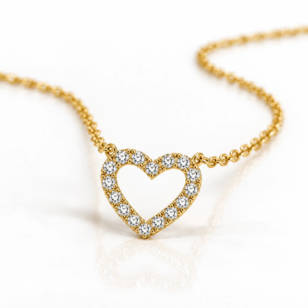 Tendresse Lab-Grown Diamond Open Heart Necklace - Yellow Gold