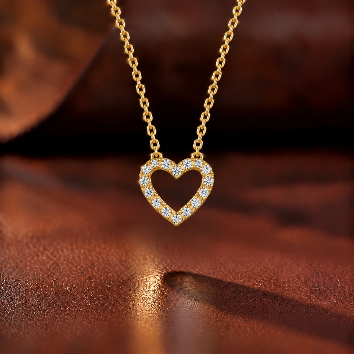 Tendresse Lab-Grown Diamond Open Heart Necklace - Yellow Gold