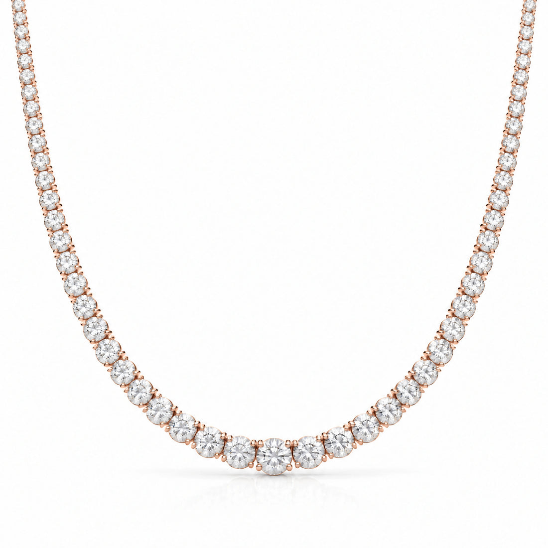 Royal Grace Graduated Lab-Grown Diamond Riviera Necklace - Rose Gold