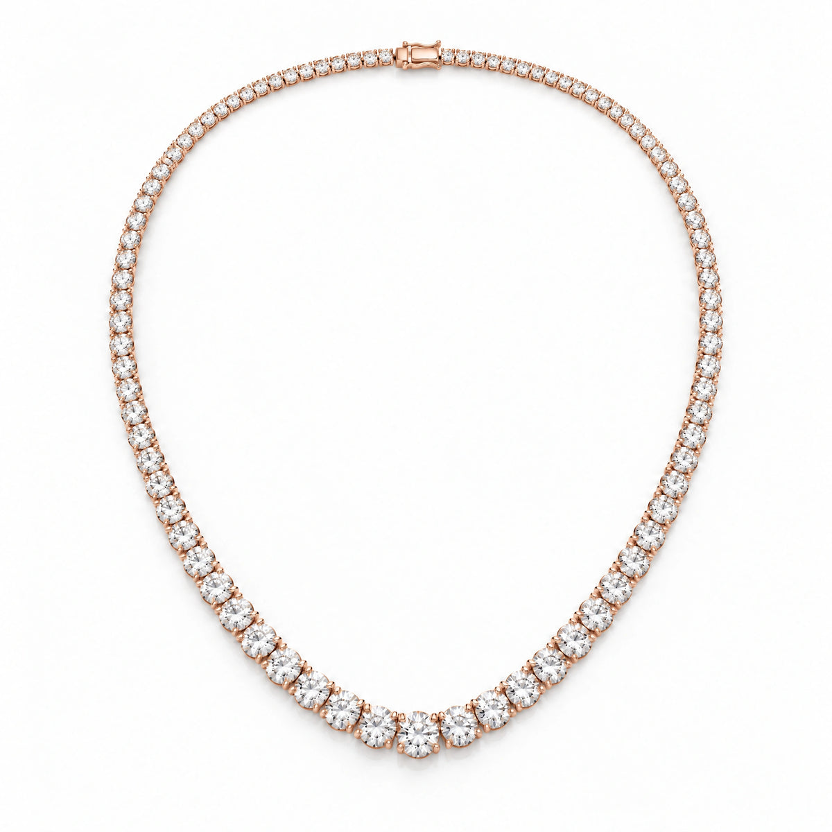 Royal Grace Graduated Lab-Grown Diamond Riviera Necklace - Rose Gold