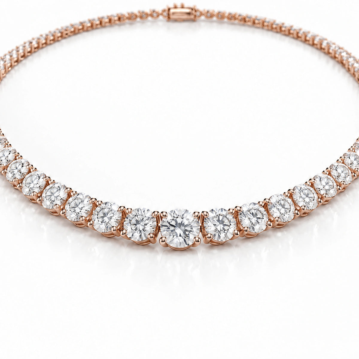Royal Grace Graduated Lab-Grown Diamond Riviera Necklace - Rose Gold
