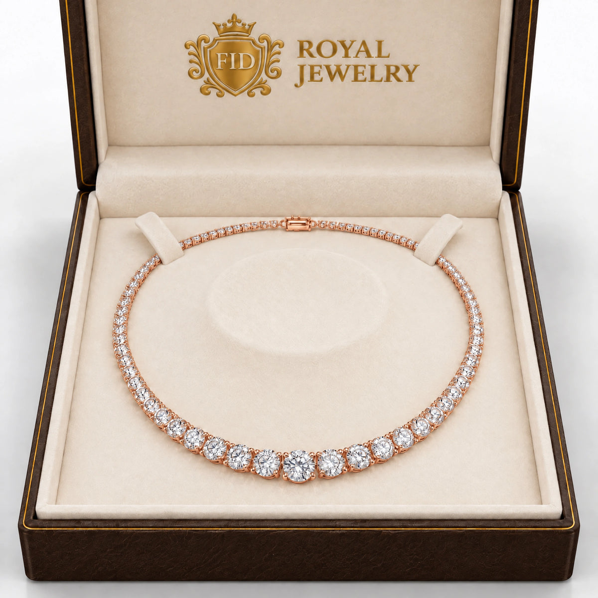 Royal Grace Graduated Lab-Grown Diamond Riviera Necklace - Rose Gold