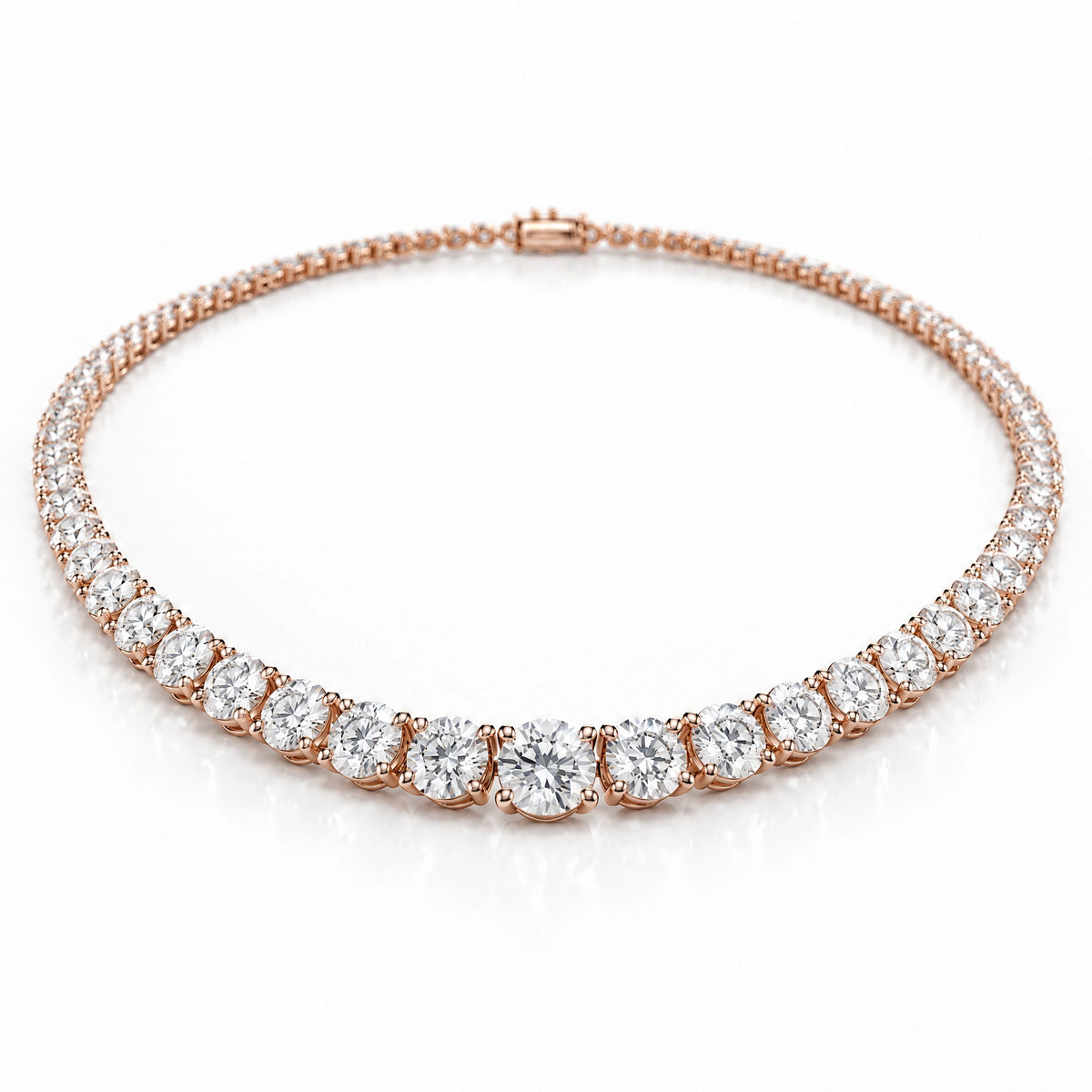 Royal Grace Graduated Lab-Grown Diamond Riviera Necklace - Rose Gold