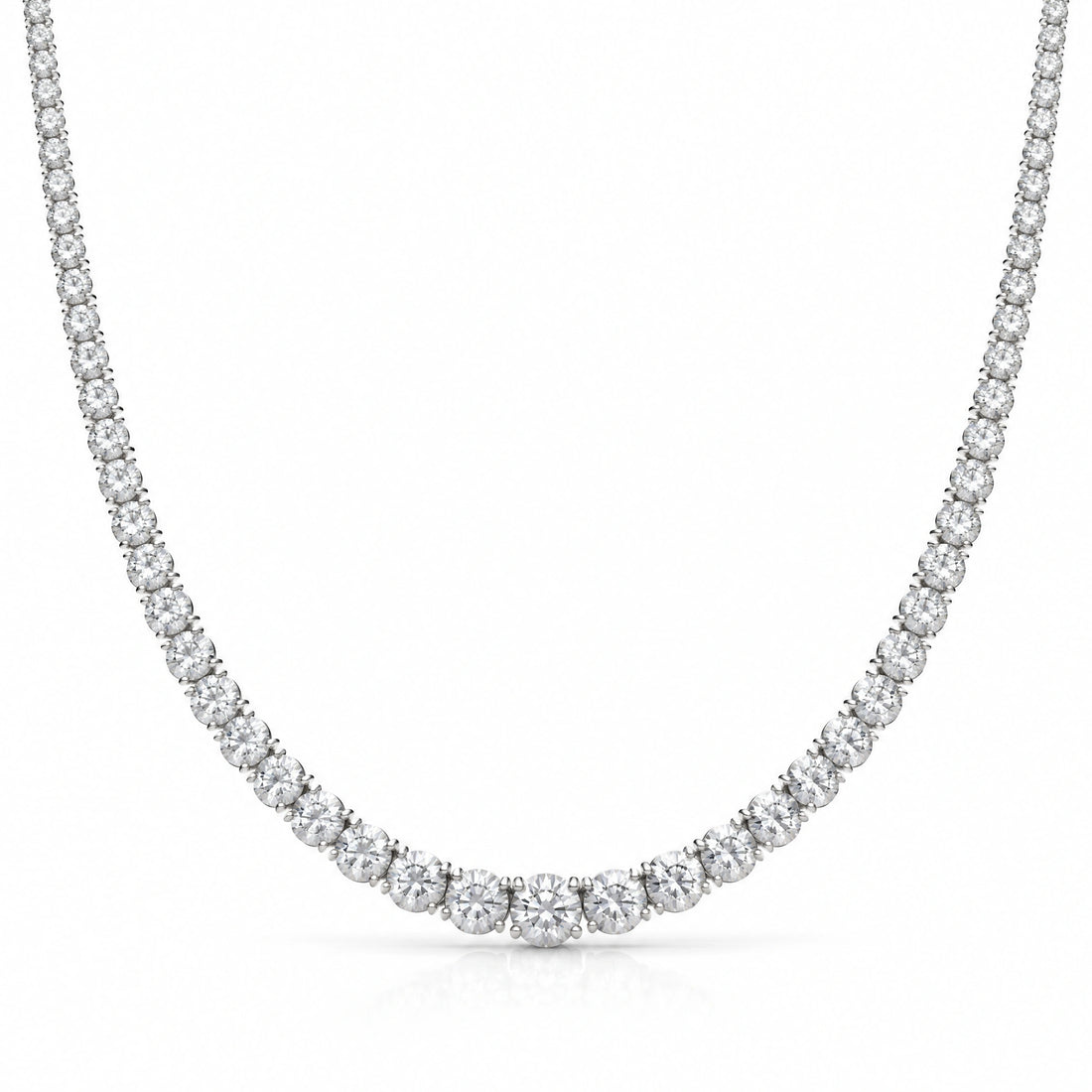 Royal Grace Graduated Lab-Grown Diamond Riviera Necklace - White Gold