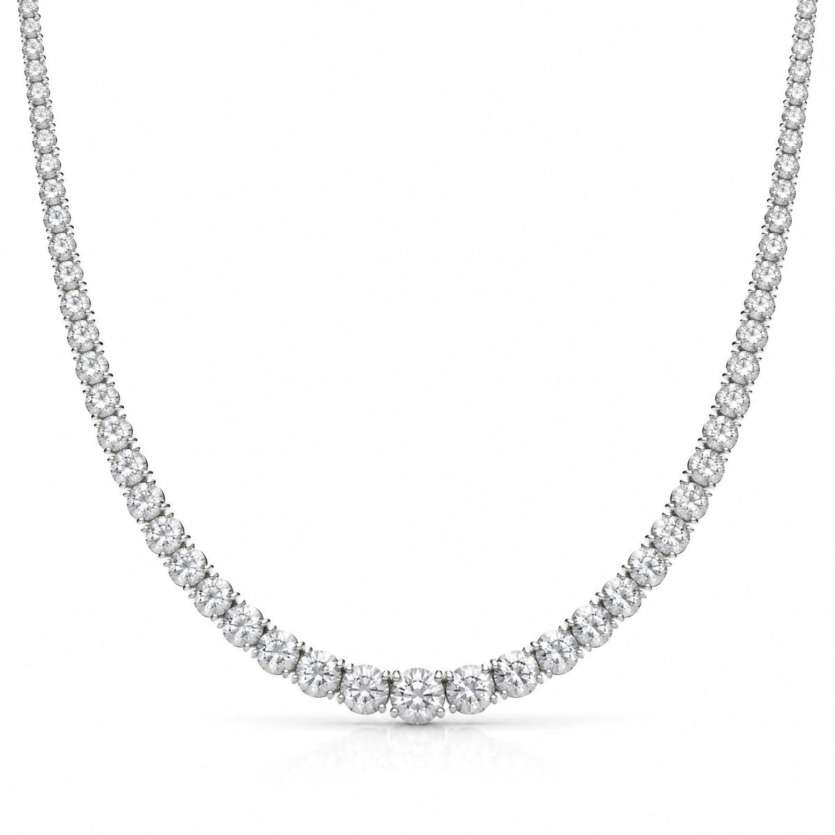 Royal Grace Graduated Lab-Grown Diamond Riviera Necklace - White Gold