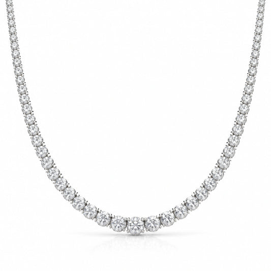 Royal Grace Graduated Lab-Grown Diamond Riviera Necklace - White Gold