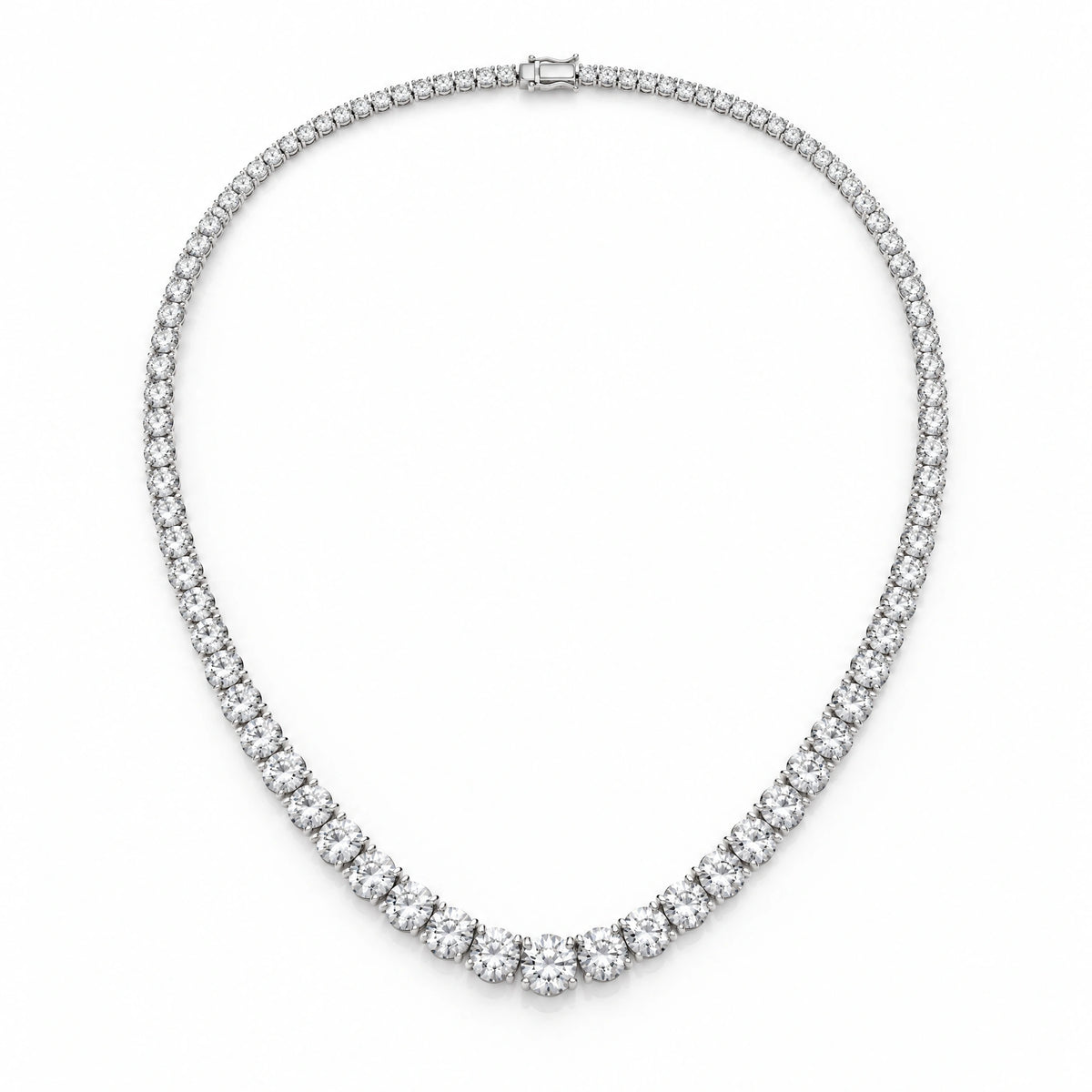 Royal Grace Graduated Lab-Grown Diamond Riviera Necklace - White Gold