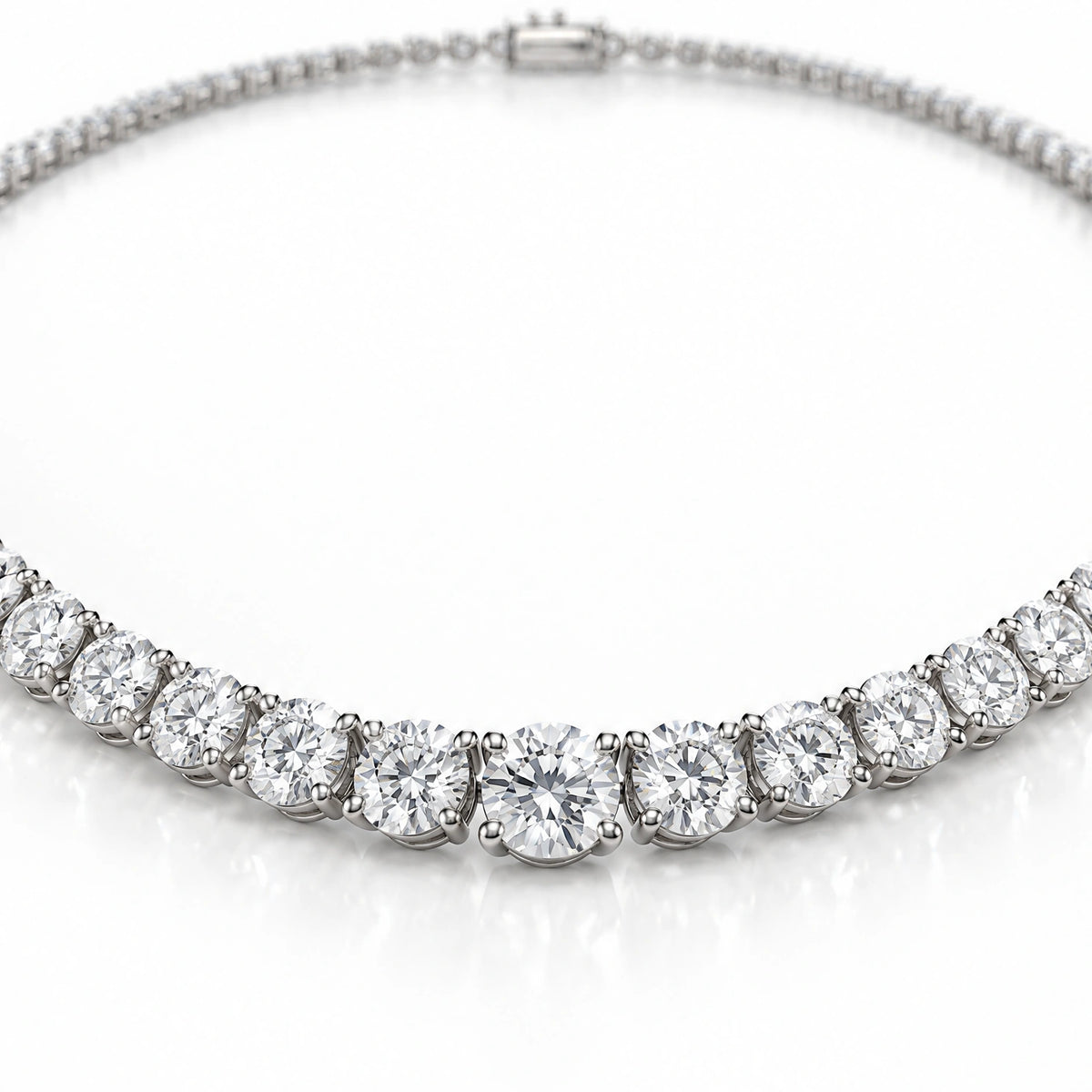 Royal Grace Graduated Lab-Grown Diamond Riviera Necklace - White Gold