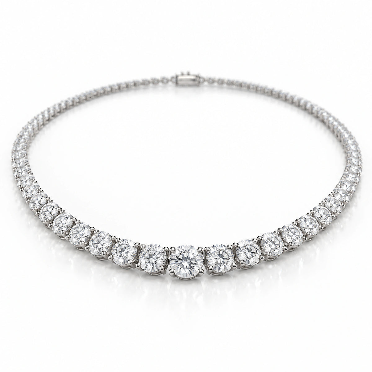 Royal Grace Graduated Lab-Grown Diamond Riviera Necklace - White Gold