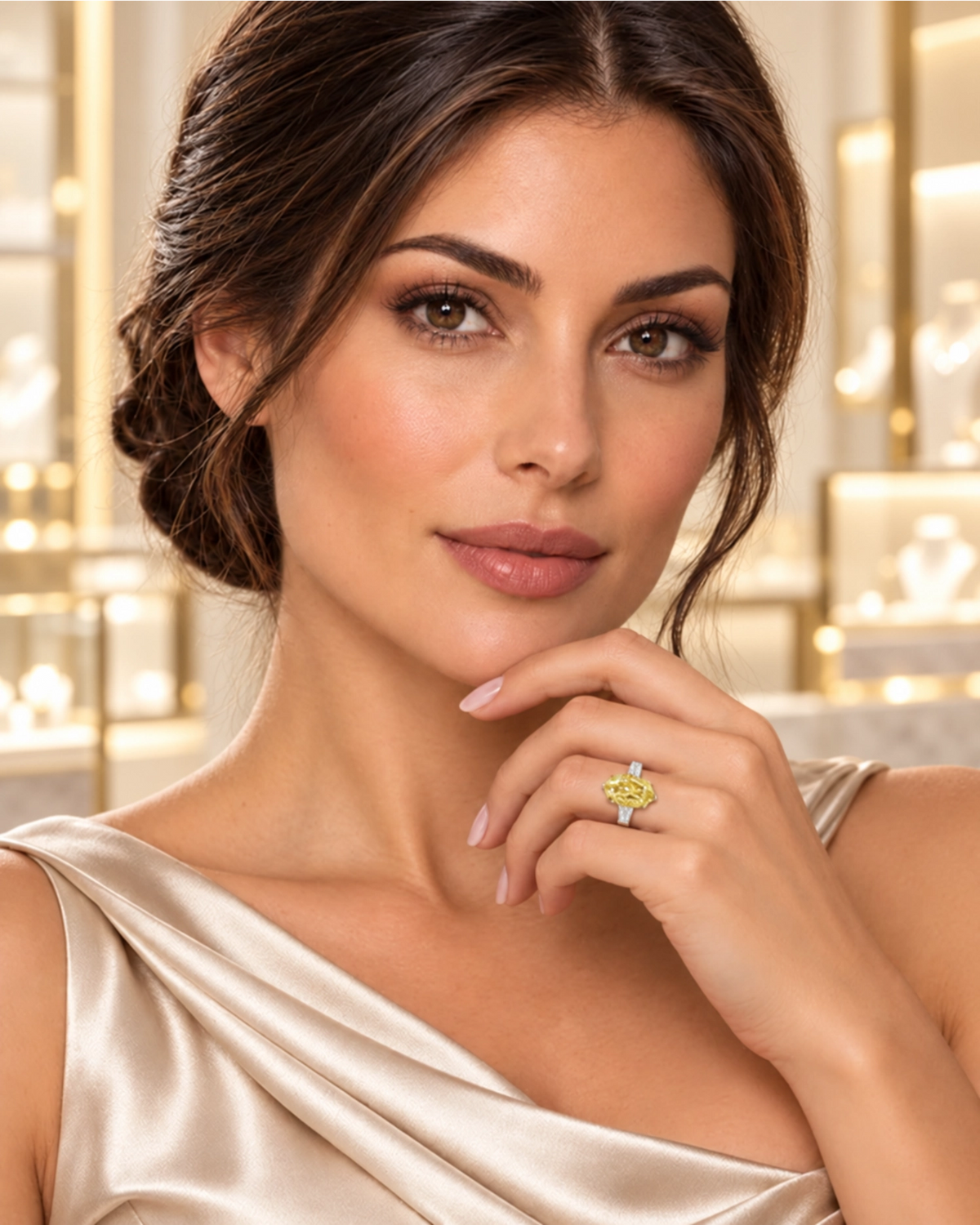 Woman wearing a lab-grown diamond ring